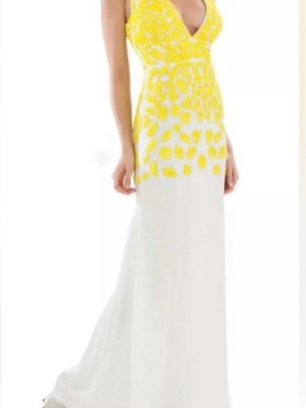 Yellow and White Floral V-Neck Maxi Gown JS collections